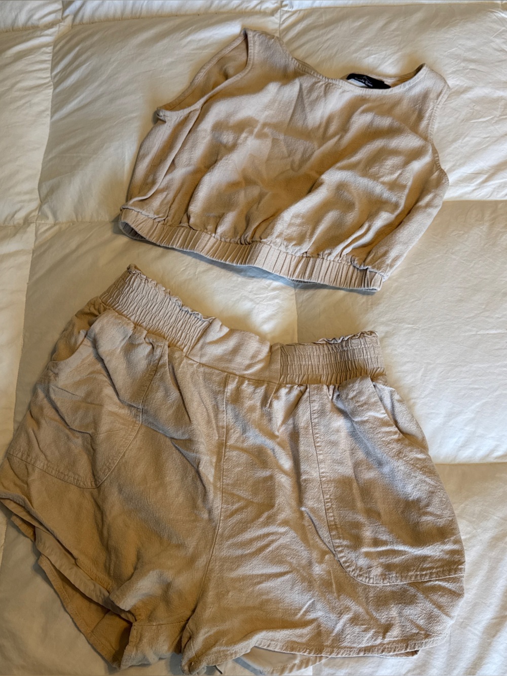 Trendy Queen | 2 Piece Set | Women’s L | Beige | Tank top and shorts